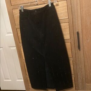 LOFT Petite Black Midi Skirt with Sparkle